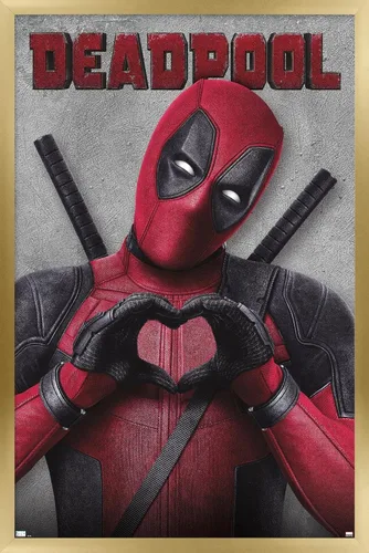 Vista 14 de Marvel Deadpool Legacy - Póster de pared de corazón, 22.4 pulgadas de largo x 14.7 pulgadas de ancho, versión enmarcada de madera de granero