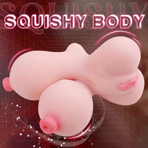 Vista 3 de Muñeca sexual mini masculina para masturbador con 3 canales 3D reales, muñeca sexual portátil para adultos con pezones grandes penetrables, muñeca