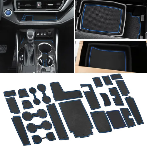 Vista 15 de Auovo Alfombrillas antipolvo para puerta Toyota Highlander Accesorios 2019 2018 2017 2016 2015 2014 Inserto para portavasos con revestimiento