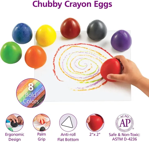 Vista 2 de Colorations Huevos de crayón gordito - Juego de 8 (artículo # CHUBEGG)