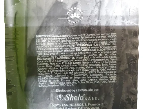 Vista 5 de Sheló NABEL Champú Bergamota Caida de Cabello Fragil Quebradizo Champu Bergamota
