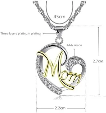 Vista 2 de Collar con colgante para mamá y madre de Abuela Ibu Mommy Mama Mamá Mami Nana Grandma de cristal dorado y plata con diamantes de imitación de perlas