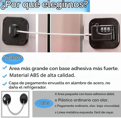 Vista 4 de YEYA Cerradura de puerta de refrigerador mejorada con combinación para Negro 1 paquete