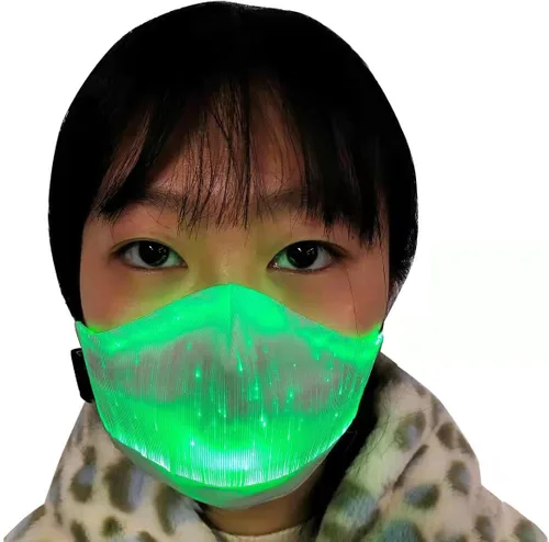 Vista 2 de Mascarillas LED para adultos, 7 colores de fibra óptica con luz LED para fiesta, rave, disfraz de Halloween, máscara facial para mujeres y hombres