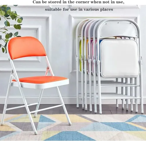 Vista 5 de Folding Chairs Silla de escritorio acolchada para muebles, silla de camping, silla de descanso plegable con marco de metal para sillas de oficina