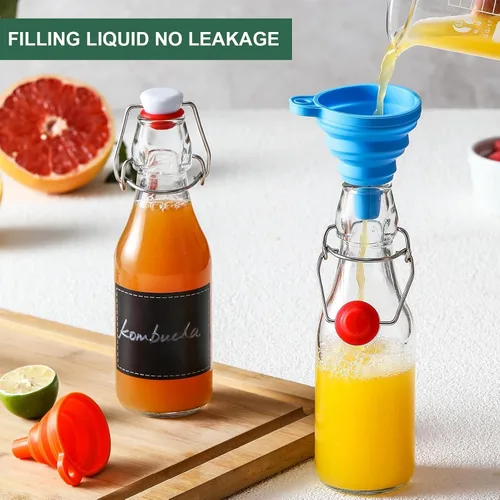Vista 5 de Paquete de 8 botellas de vidrio con tapa abatible de 8.5 onzas, botellas