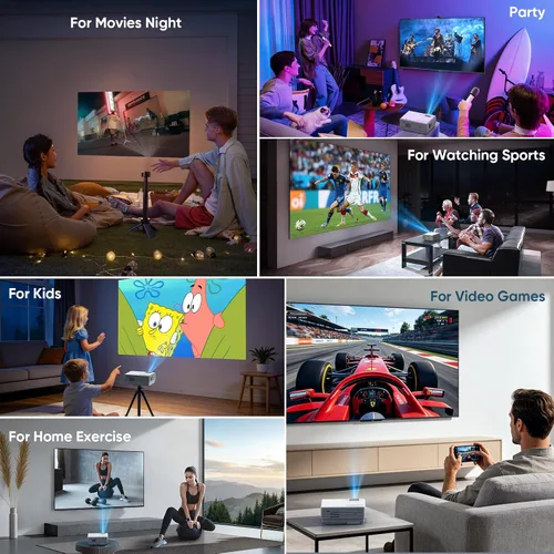 Vista 8 de Mini proyector con WiFi y Bluetooth, proyector de cine al aire libre