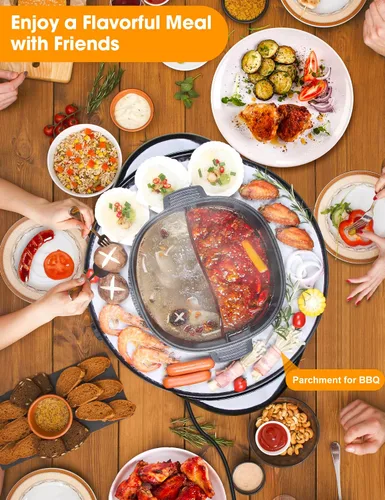 Vista 7 de Olla caliente 2 en 1 con parrilla, parrilla eléctrica coreana para barbacoa, control de temperatura dual independiente y sartén antiadherente