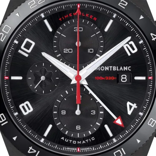 Vista 2 de Montblanc TimeWalker 116101 - Reloj cronógrafo de cuero para hombre, Negro, Cronógrafo
