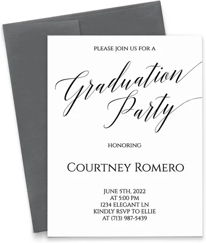 Vista 7 de Modern Pink Paper Invitaciones para fiesta de graduación con gorra y diploma 2025, invitaciones personalizadas para fiesta de graduación con borde