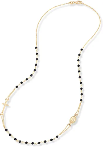 Vista 2 de Miabella Oro de 18 quilates sobre plata de ley italiana hecha a mano con espinela negra natural, collar de cruz con cuentas laterales para mujeres