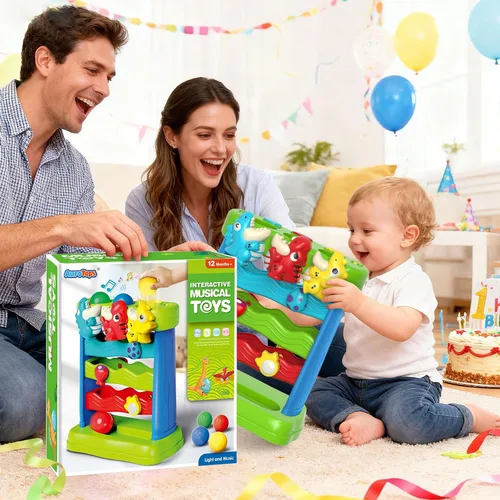 Vista 7 de AuroTops Juguetes para niños pequeños de 1, 2, 3 años, niños y niñas, juguete musical para niños de 12 a 18 meses, juguetes Montessori interactivos