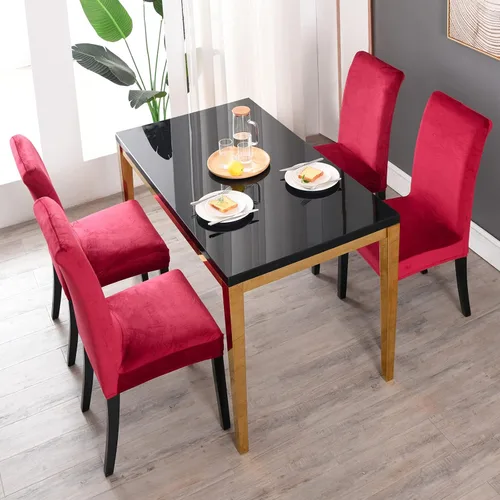 Vista 9 de MIFXIN Paquete de 6 fundas elásticas para sillas de comedor, de terciopelo, elásticas, de elastano, lavables, protectores de muebles para comedor