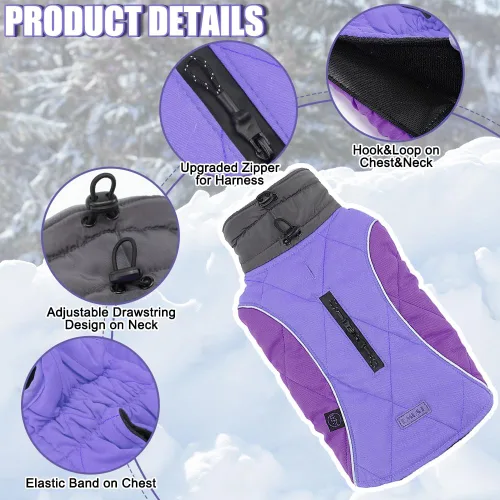 Vista 2 de EMUST Abrigos de invierno para perro, ropa de forro polar para mascotas para clima frío, estilo británico, chaqueta cálida a prueba de viento