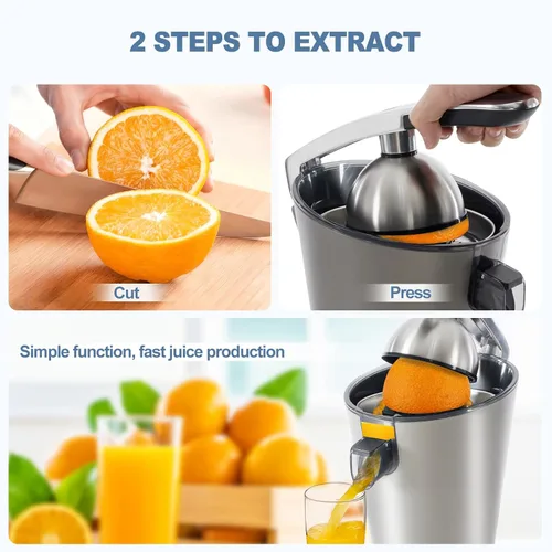 Vista 8 de [Usado] OLIXIS Exprimidor eléctrico de cítricos, máquina automática de exprimidor de naranja y exprimidor de limón con operación de un solo toque