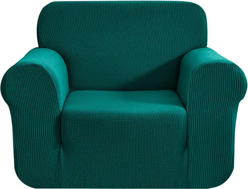 Vista 46 de CHUN YI - Funda elástica de 1 pieza para sillón grande, funda protectora suave de Jacquard con elastano, detalle de cuadros y parte inferior