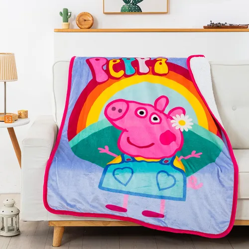 Vista 2 de Northwest Peppa Pig - Manta Sherpa de seda táctil, 40 x 50 pulgadas, Flower Power