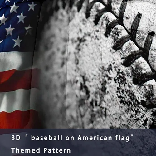 Vista 5 de Bodhi Juego de edredón de béisbol tamaño individual para niños, juego de edredón de bandera estadounidense tamaño individual, juego de ropa de cama