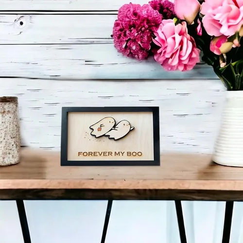 Vista 4 de Regalos personalizados para el día de San Valentín – Letrero de Forever My Boo, bonita decoración de fantasma, kawaii espeluznante, regalos