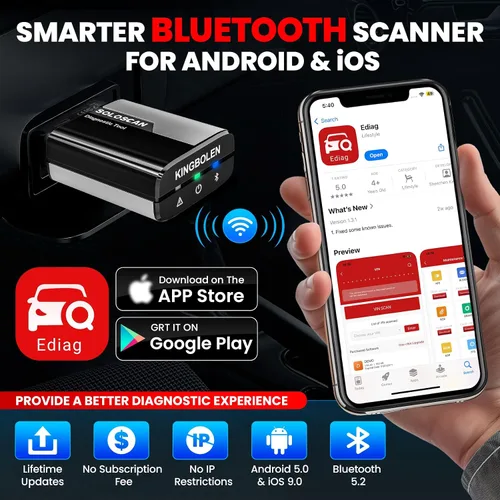 Vista 5 de KINGBOLEN Soloscan para Land Rover Jaguar OBD2 escáner Bluetooth, servicio de restablecimiento, herramienta de escaneo bidireccional para iOS