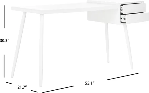 Vista 3 de Safavieh Home Collection Ferli Mid-Century - Escritorio escandinavo blanco con dos cajones
