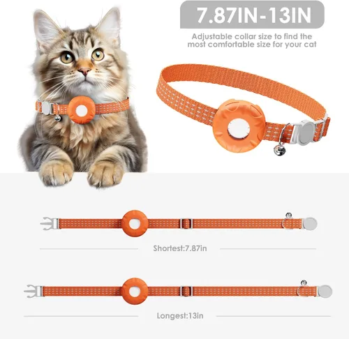Vista 4 de Rastreador de gatos, mini rastreador GPS, compatible con Apple Find My App (solo iOS), collar impermeable para rastreadores de gatos con campana