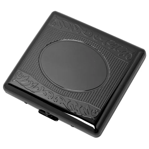 Vista 10 de Caja de cigarrillos de metal, para mujeres y hombres, clip de resorte portátil de doble cara, capacidad para cigarrillos de 18-20 de 3.937 in (negro)