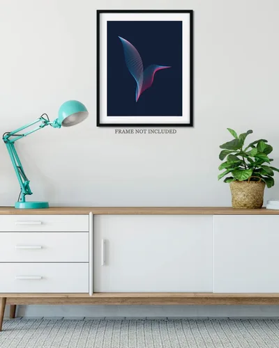 Vista 4 de Moiré Hummingbird Home Decor - Minimalist Bathroom Decor Wall Art - Teen Room Decor - Great Gift for Men, Women and Kids - 11x14 unframed print
