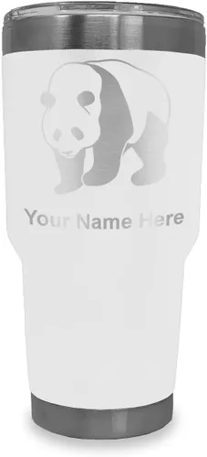 Vista 23 de LaserGram Vaso aislado al vacío de 20 onzas, oso panda, grabado personalizado incluido (negro)