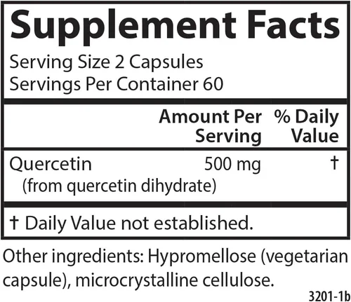 Vista 4 de Carlson - Quercetina, 500 mg, Apoyo estacional, salud de la piel, bienestar óptimo, 120 cápsulas vegetarianas