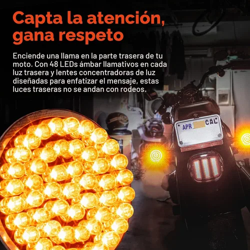 Vista 3 de TRUE MODS 2" 1156 Luz trasera LED anaranjada de señal de giro para Harley Davidson [Juego de par] [Acabado negro] [Estilo bala] Para Harley Ámbar