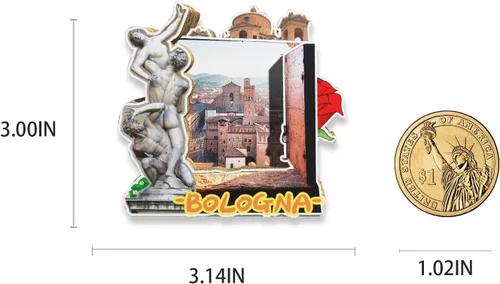 Vista 3 de Italia Bolonia imán para nevera con imán de madera 3D monumentos de viaje, decoración coleccionable hecha a mano