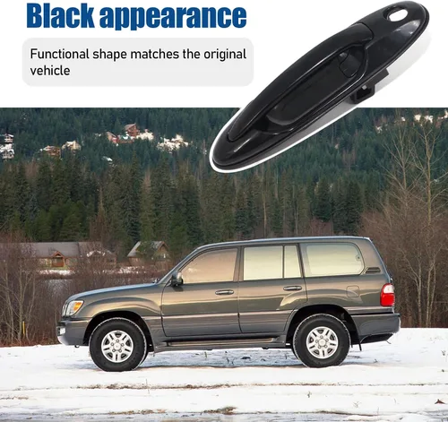 Vista 4 de Repuesto para manija exterior de Toyota para puerta delantera izquierda lado del conductor con ojo de cerradura para Sequoia 2001-2007, Tundra Crew