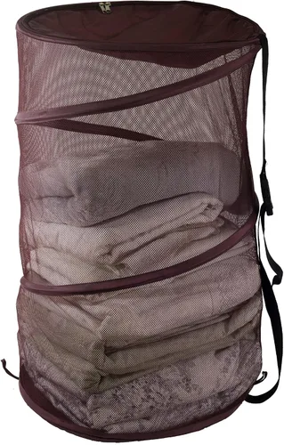 Vista 5 de Cesta plegable de malla de alambre para la ropa sucia, portátil, duradera, bolsa de almacenamiento + correas, cubierta superior con cremallera