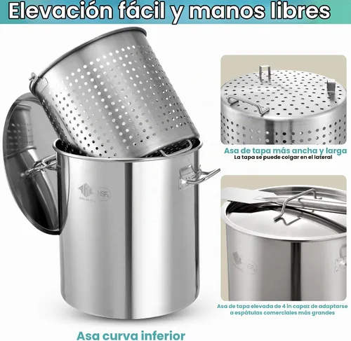 Vista 7 de ARC 84QT - Olla para hervir mariscos de acero inoxidable con quemador