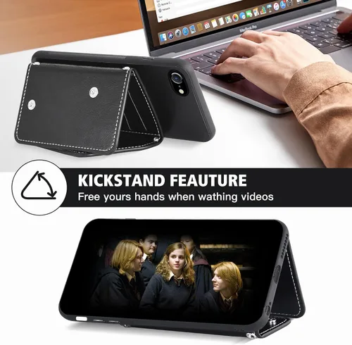 Vista 4 de Asuwish Funda de teléfono para iPhone 7/8/SE 2020/2022 con protector de pantalla y tarjetero correa cruzada iPhone7 iPhone8 7s 8s i SE2020 SE2022
