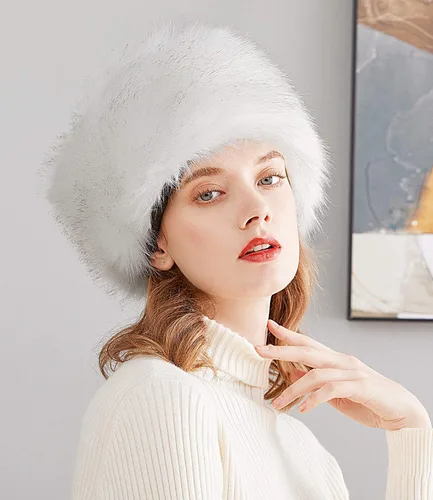 Vista 9 de Lovful Sombrero de invierno para mujer, de piel sintética, estilo cosaco ruso, sombrero de abrigo de invierno