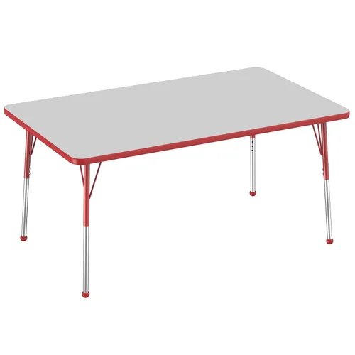 Vista 184 de FDP - Mesa rectangular para actividades escolares y de oficina (24 x 36 pulgadas), patas estándar con deslizadores giratorios, altura ajustable