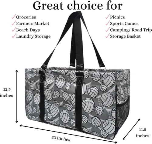 Vista 43 de NGIL Bolsa de comestibles reutilizable extra grande plegable de gran tamaño para comestibles, almacenamiento, picnic, playa, Estampado