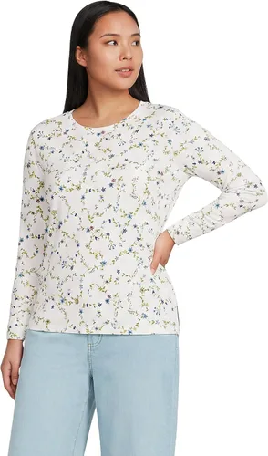 Vista 43 de Lands' End - Camiseta de manga larga, cuello redondo y holgada de algodón Supima cultivado en EE. UU. para mujer Blanco