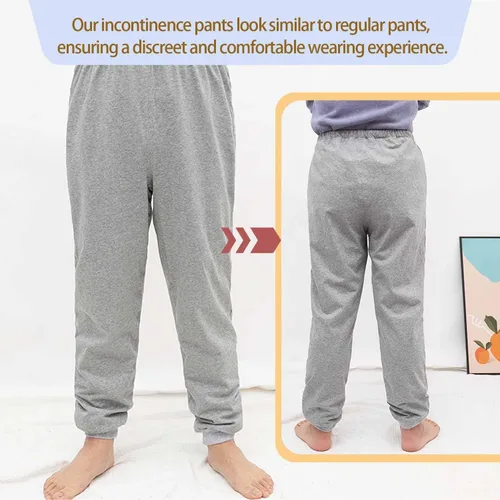 Vista 6 de Pantalones para incontinencia de orina – Protección contra fugas de incontinencia para adultos, lavables con tela impermeable de TPU, ideales