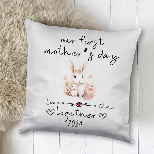 Vista 2 de Bunny Mothers Day, Personalised Pillow Case Decor for Home, Present for Mom, Grandmother, for Her