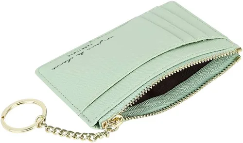 Vista 4 de Cartera delgada y minimalista para mujer, con 8 tarjetas, monedero, llavero con bolsillo frontal
