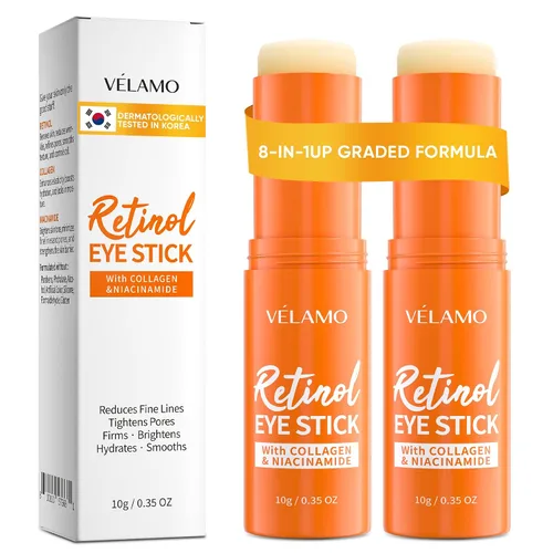 Vista 12 de VELAMO ADVANCED Retinol Eye Stick: bálsamo renovador y reafirmante debajo de los ojos para ojeras, hinchazón, líneas finas y arrugas, esenciales