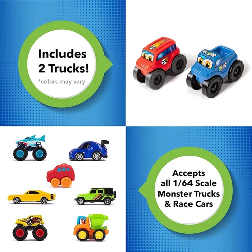 Vista 6 de Título: Mesa de Pista de Carreras de Coches Simplay3 Monster City Extreme Wheels - Mesa de Juego Portátil de 2 Lados para Niños con 2 Camiones