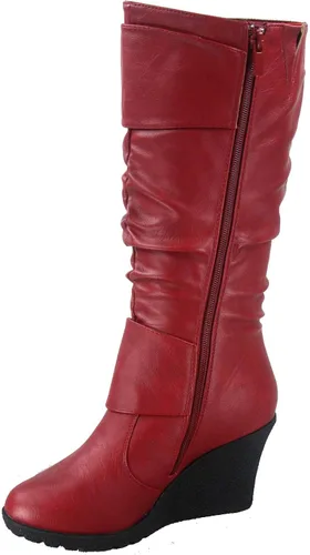Vista 2 de TOP Moda Pure-65 - Zapatos de bota de media pantorrilla con hebilla y punta redonda para mujer