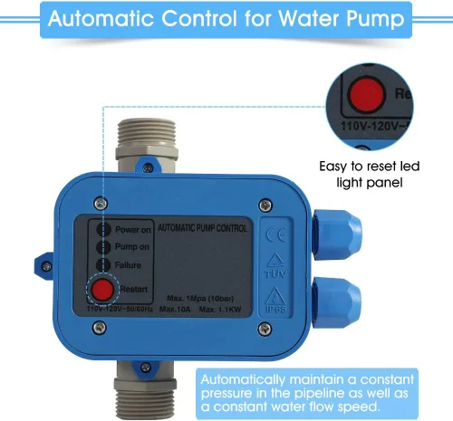 Vista 3 de Controlador de presión de bomba de agua para bomba de agua - Controlador automático de bomba de 110 V 50/60 HZ Control de interruptor electrónico