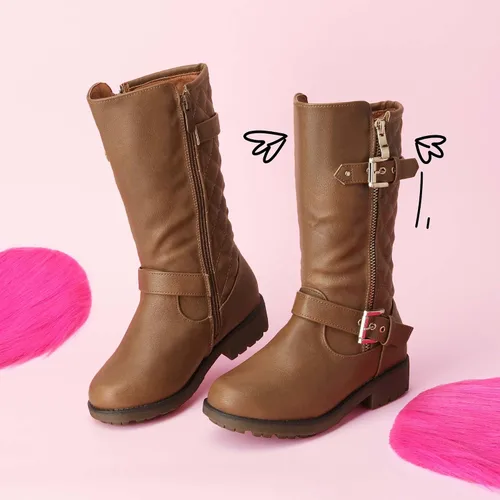 Vista 3 de DREAM PAIRS Botas de motociclista de invierno hasta la rodilla para niñas