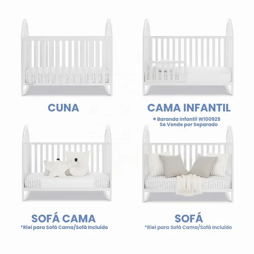 Vista 4 de Delta Children Milano - Cuna convertible 4 en 1, certificada Greenguard Gold, color blanco Bianca