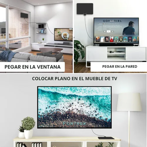 Vista 3 de Antena de TV para interiores, antena de TV digital 2026 para canales locales, antena HDTV para TV sin cable para TV inteligente/antigua Recepción